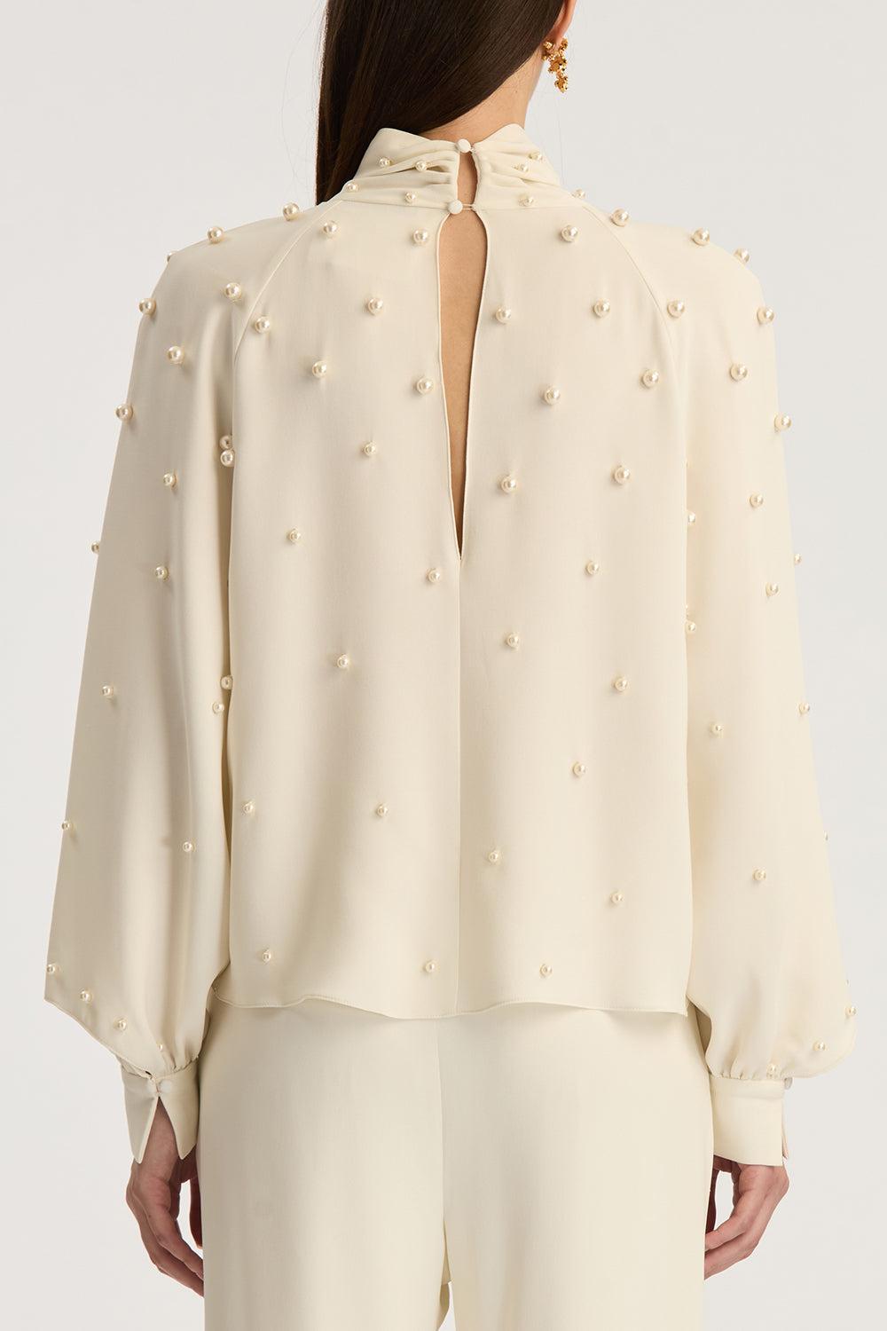 Long Sleeve Pearl Embroidered Blouse-IVORY-4-CLOTHINGTOPBLOUSE-OSCAR DE LA RENTA