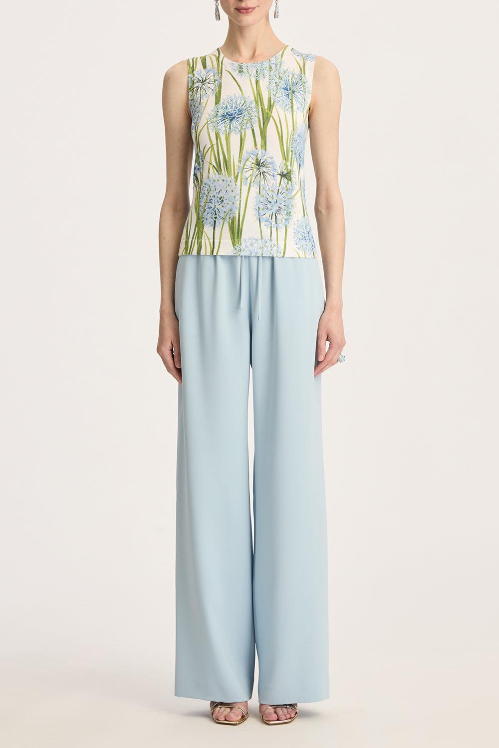 Printed Allium Knit Tank-BLUE/WHITE-S-CLOTHINGTOPTANK-OSCAR DE LA RENTA