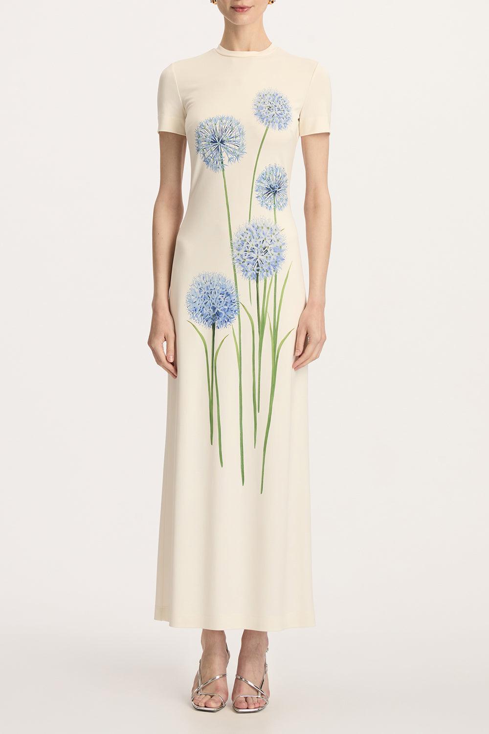 Short Sleeve Alliums Jersey Dress-BLUE/WHITE-4-CLOTHINGDRESSCASUAL-OSCAR DE LA RENTA