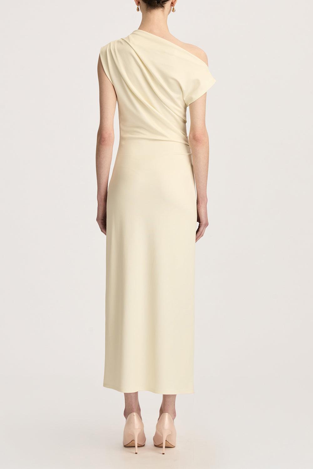 Off Shoulder Foxglove Drape Dress-BUTTRMLT-4-CLOTHINGDRESSCASUAL-OSCAR DE LA RENTA