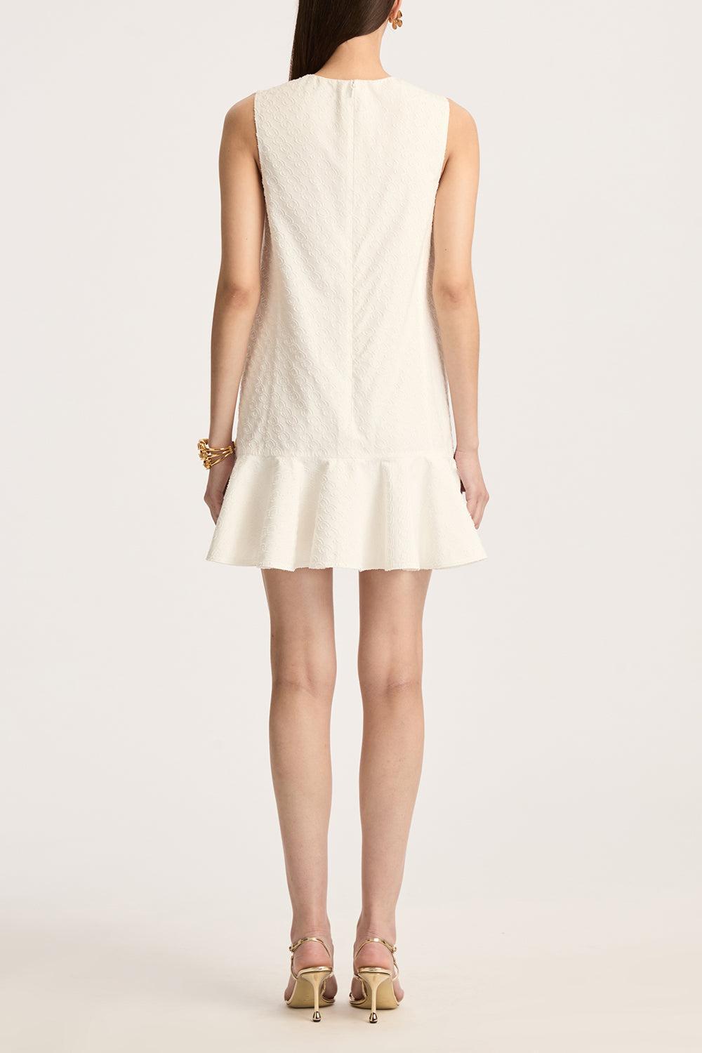 Sleeveless Bubble Hem Oscar Chain Dress-OFF WHITE-2-CLOTHINGDRESSCASUAL-OSCAR DE LA RENTA