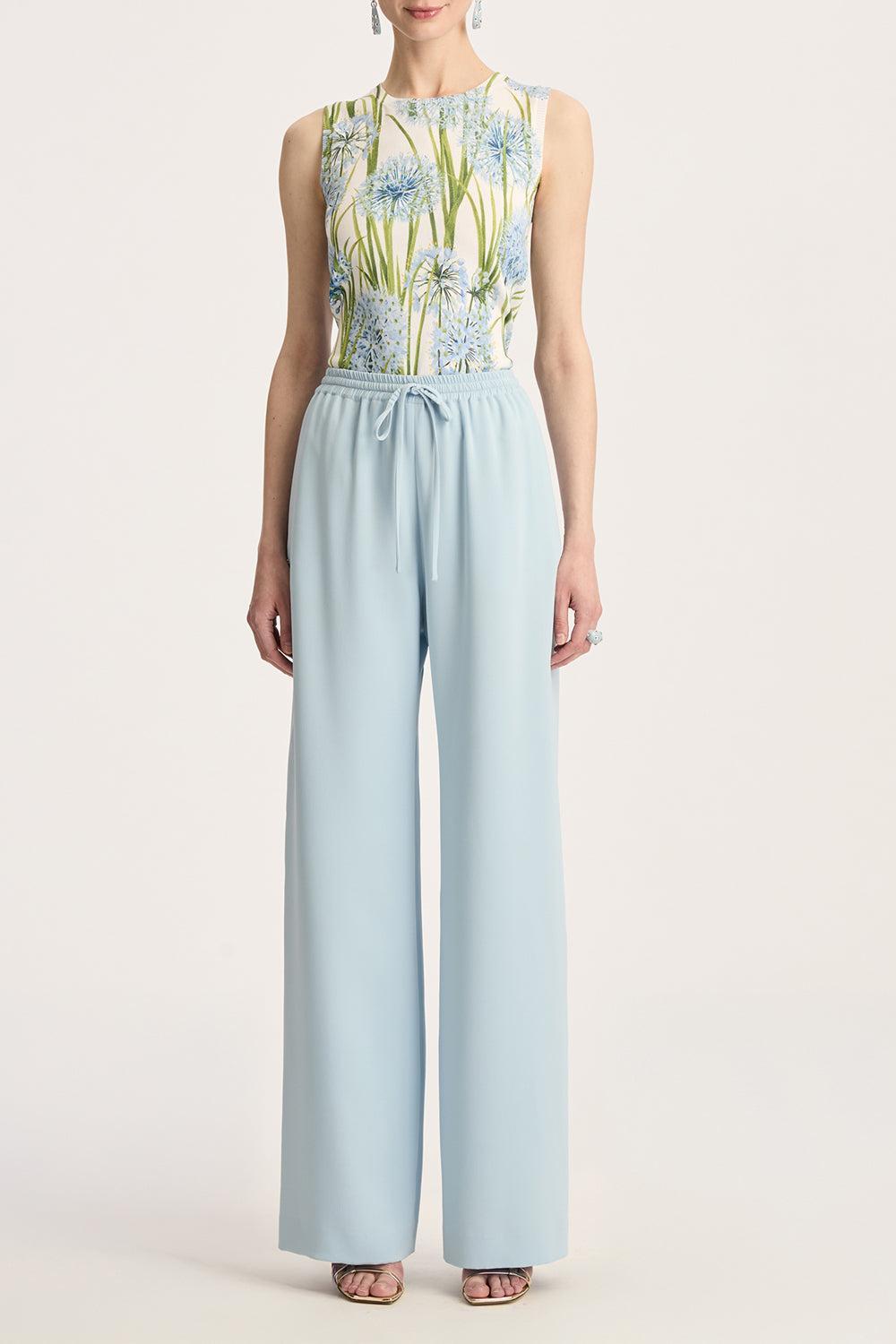 Georgette Pant-SKY-4-CLOTHINGPANTWIDE LEG-OSCAR DE LA RENTA
