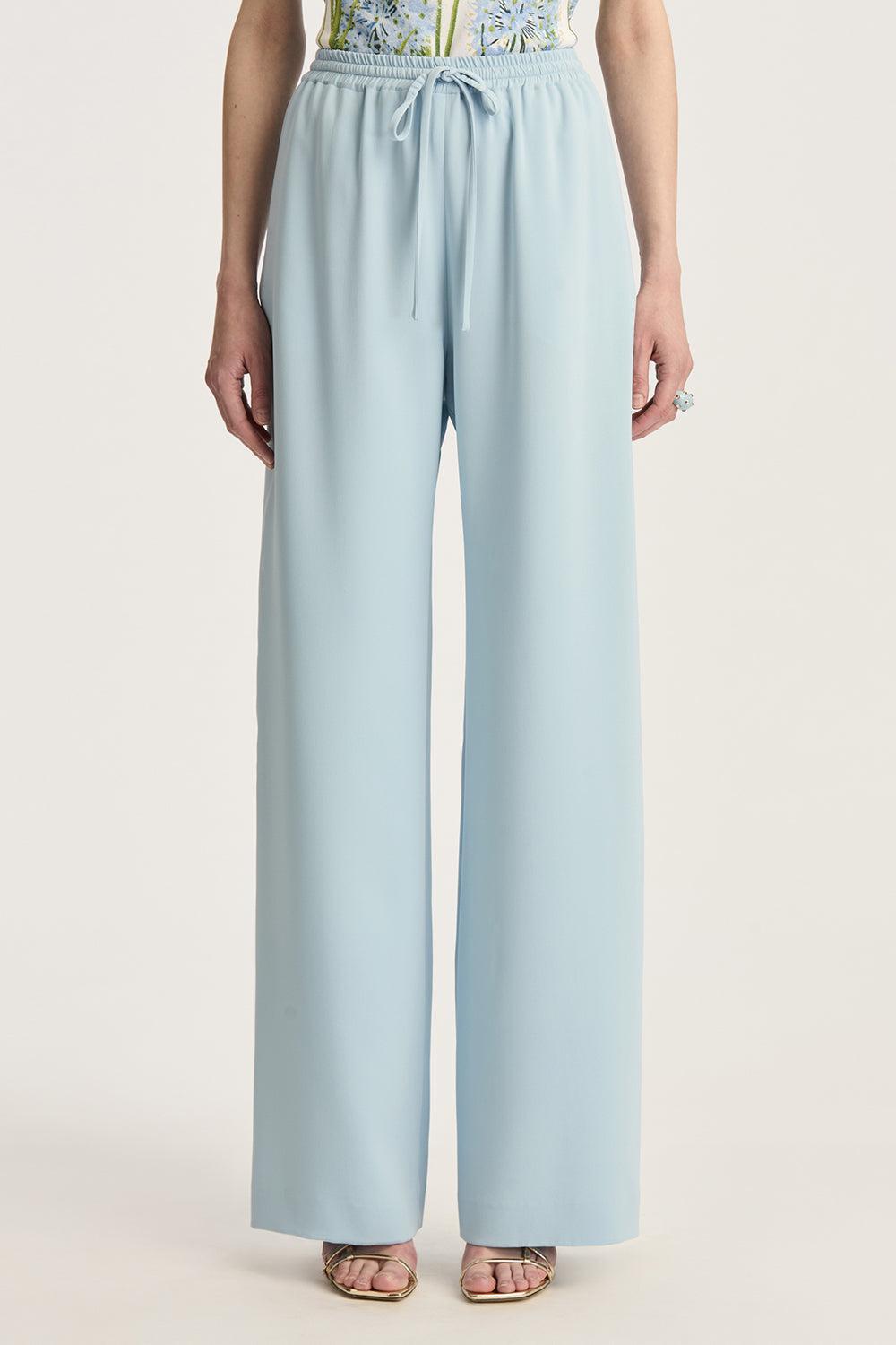 Georgette Pant-SKY-4-CLOTHINGPANTWIDE LEG-OSCAR DE LA RENTA