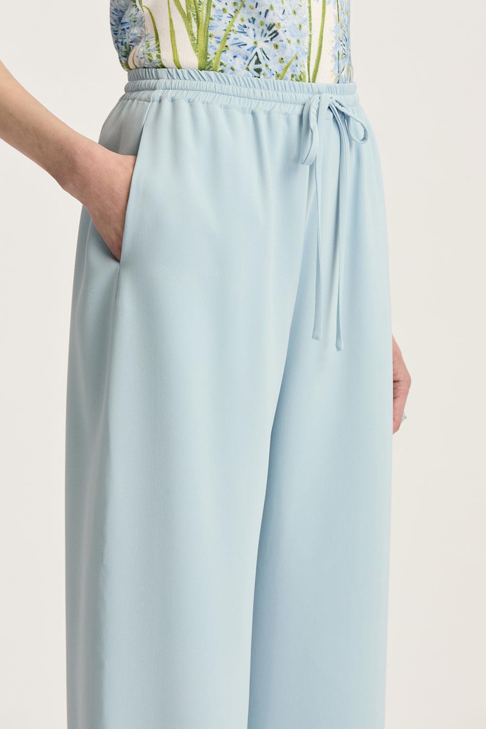 Georgette Pant-SKY-4-CLOTHINGPANTWIDE LEG-OSCAR DE LA RENTA