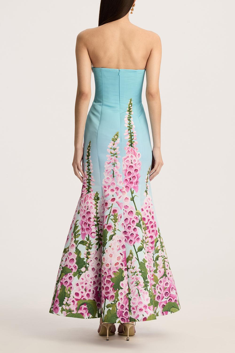 Strapless Foxgloves Ombre Gown-LILC/SKY-4-CLOTHINGDRESSGOWN-OSCAR DE LA RENTA