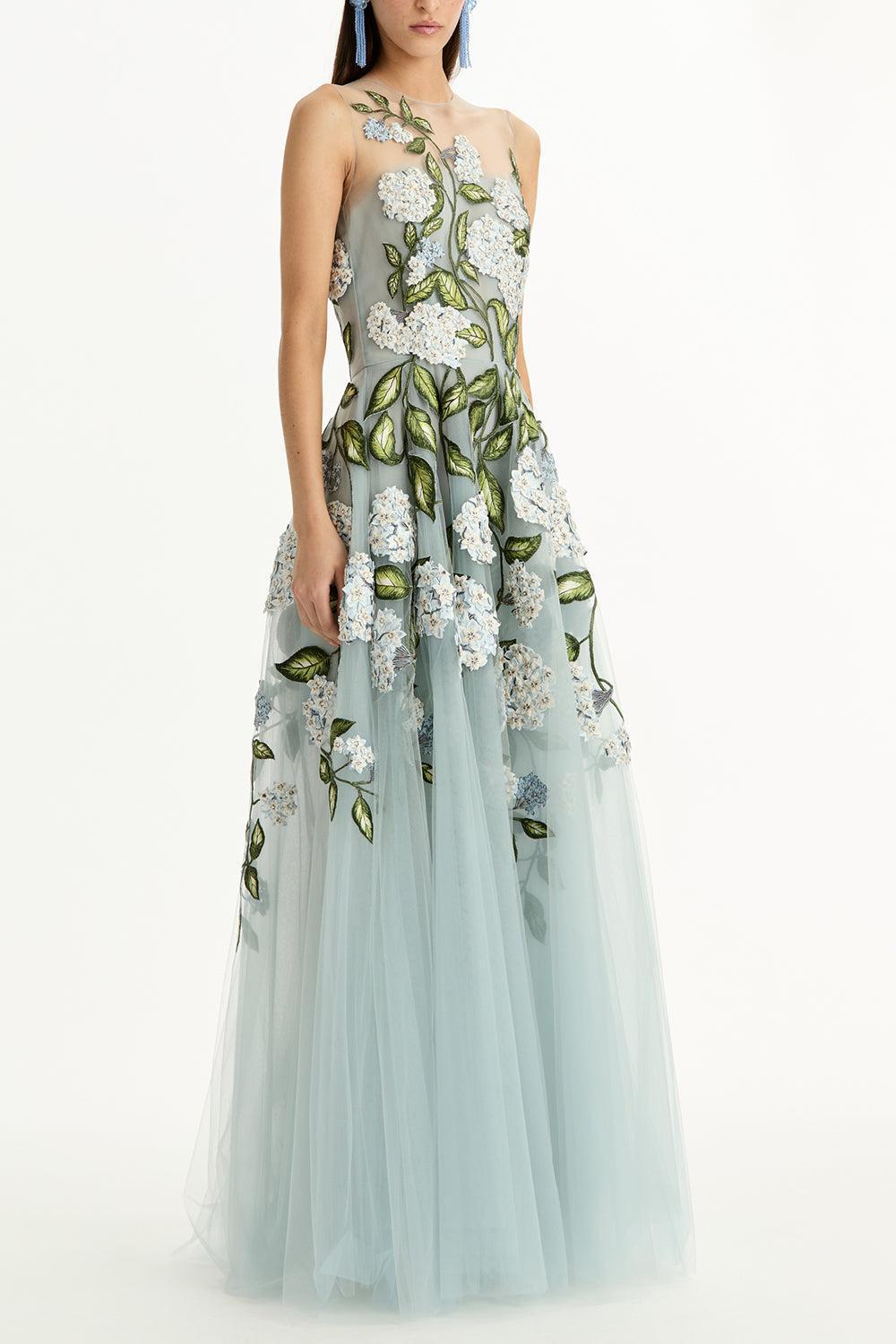 Sleeveless Porcelain Flower Gown-BLUE-10-CLOTHINGDRESSGOWN-OSCAR DE LA RENTA