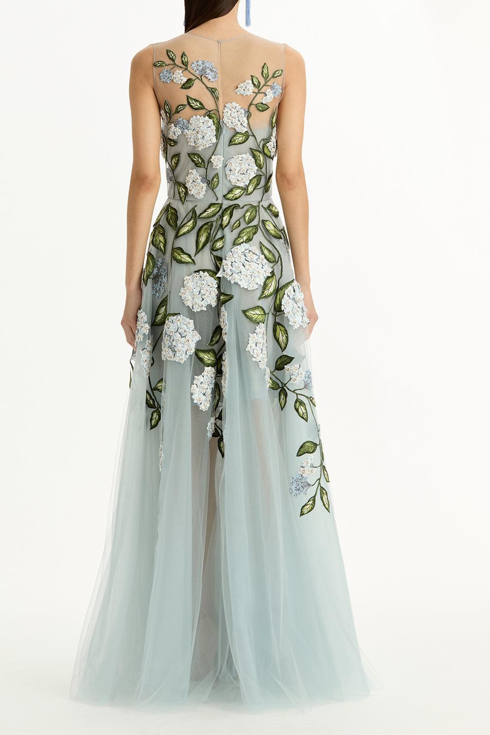 Sleeveless Porcelain Flower Gown-BLUE-10-CLOTHINGDRESSGOWN-OSCAR DE LA RENTA