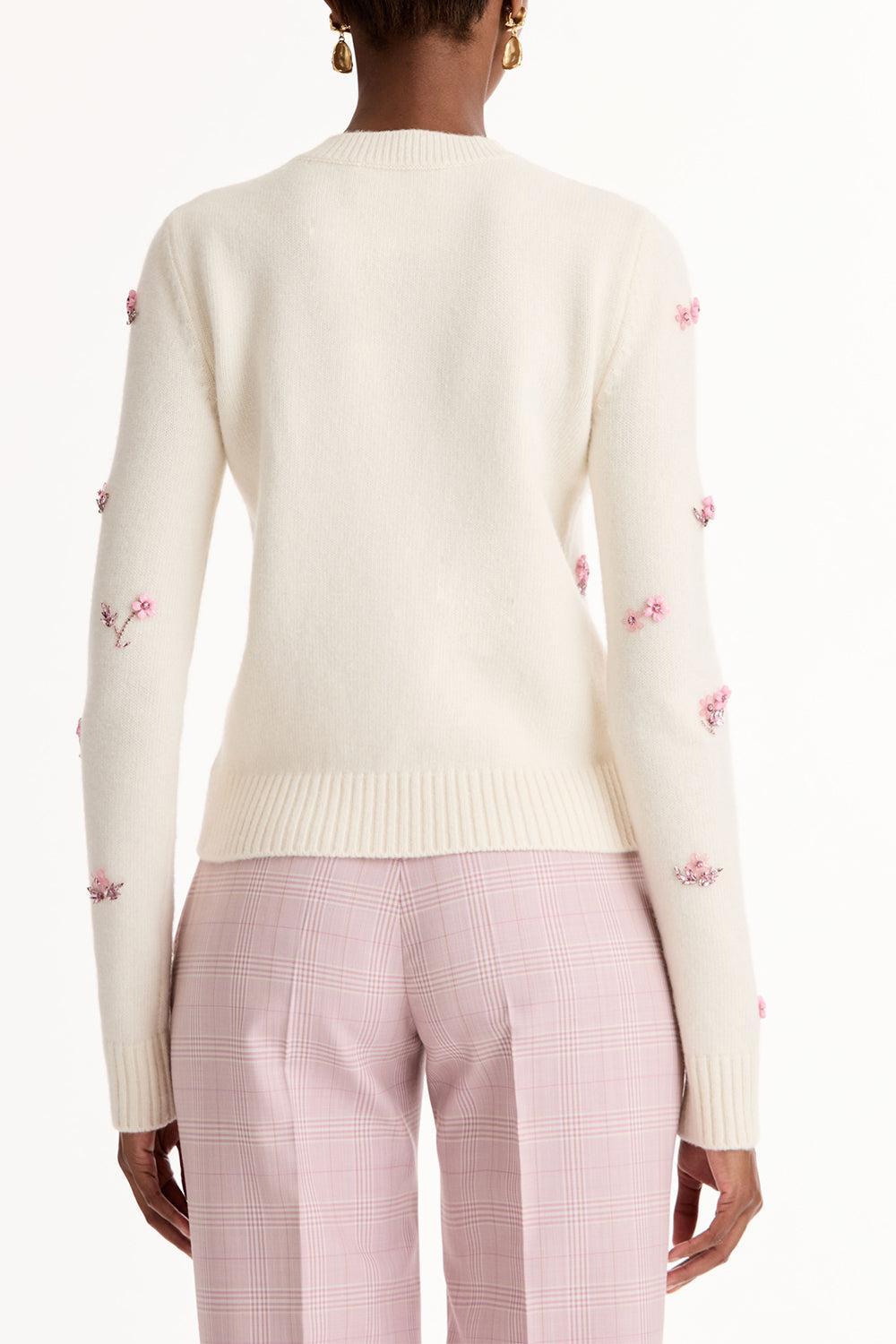 Multi Color Sequin Cluster Embroidered Pullover-CREAM-XS-CLOTHINGTOPKNITS-OSCAR DE LA RENTA