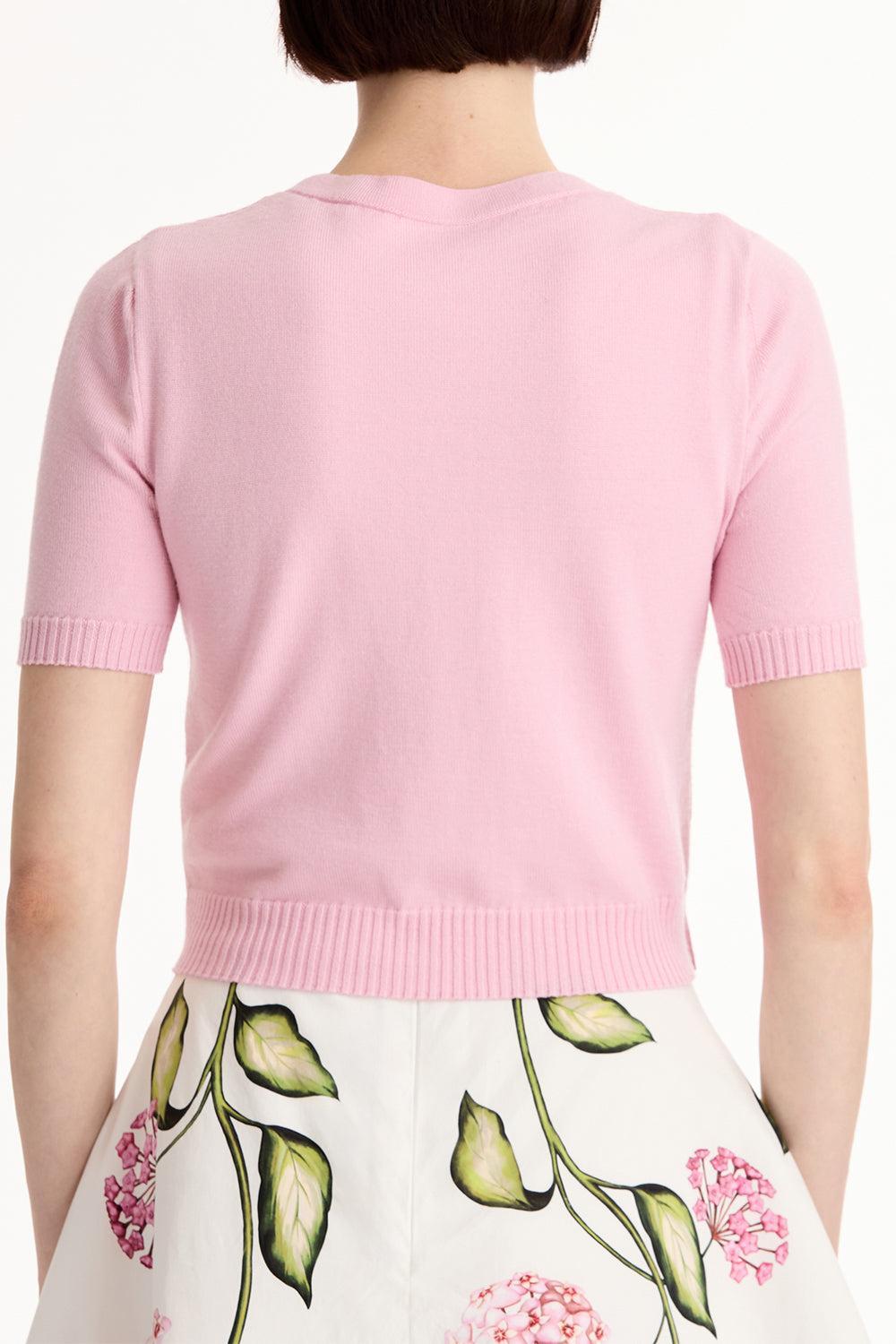 Short Sleeve Cardigan - Pink-PINK-XS-CLOTHINGTOPCARDIGAN-OSCAR DE LA RENTA
