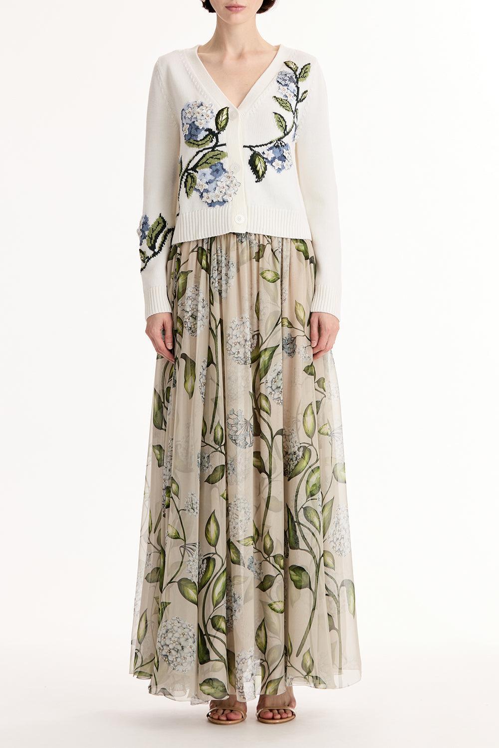 Porcelain Flower V Neck Cardigan-CREAM-XS-CLOTHINGTOPCARDIGAN-OSCAR DE LA RENTA
