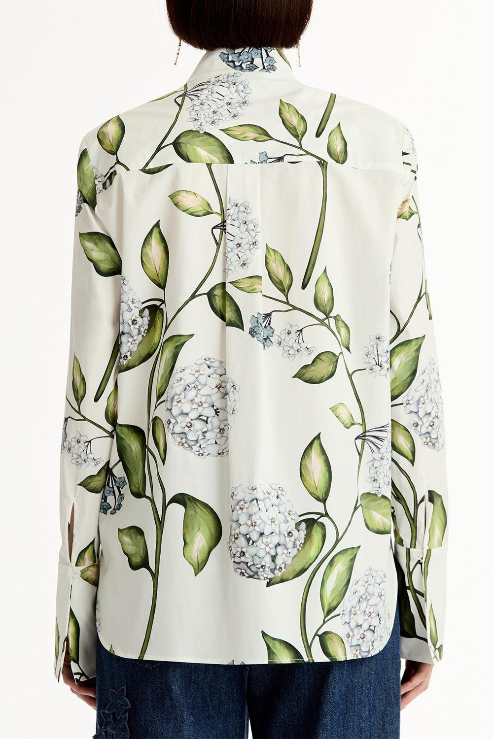 Long Sleeve Porcelain Flower Blouse-FLORAL-2-CLOTHINGTOPBLOUSE-OSCAR DE LA RENTA