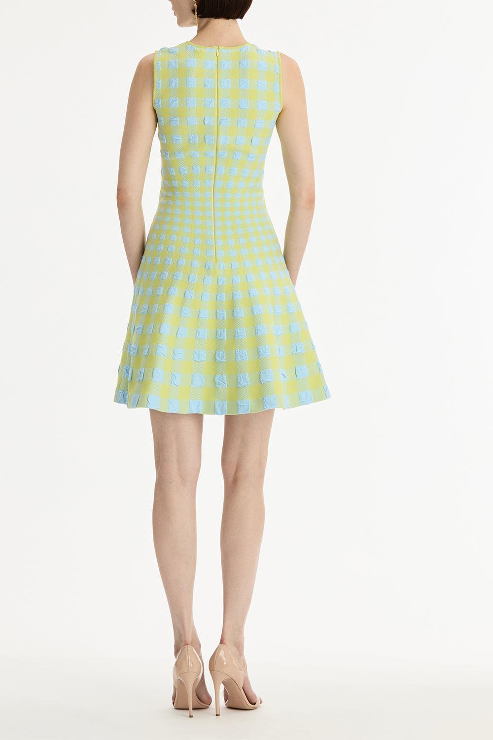 Gingham Fit And Flare Dress-GREEN-XS-CLOTHINGDRESSCOCKTAIL-OSCAR DE LA RENTA