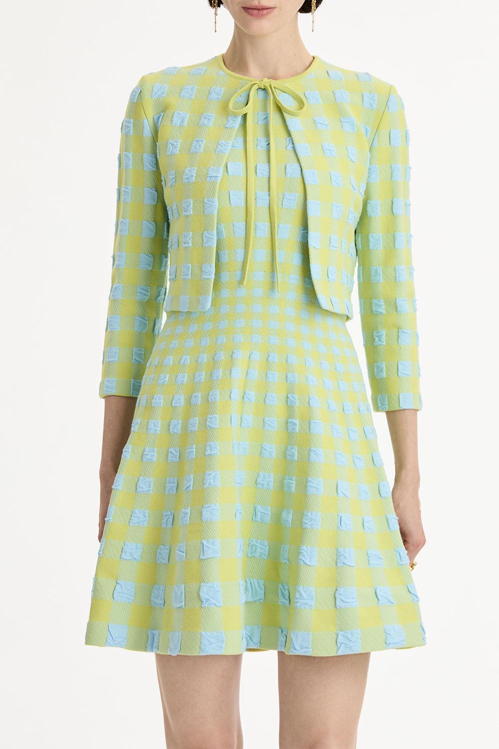 Gingham Cardigan-GREEN-XS-CLOTHINGTOPCARDIGAN-OSCAR DE LA RENTA