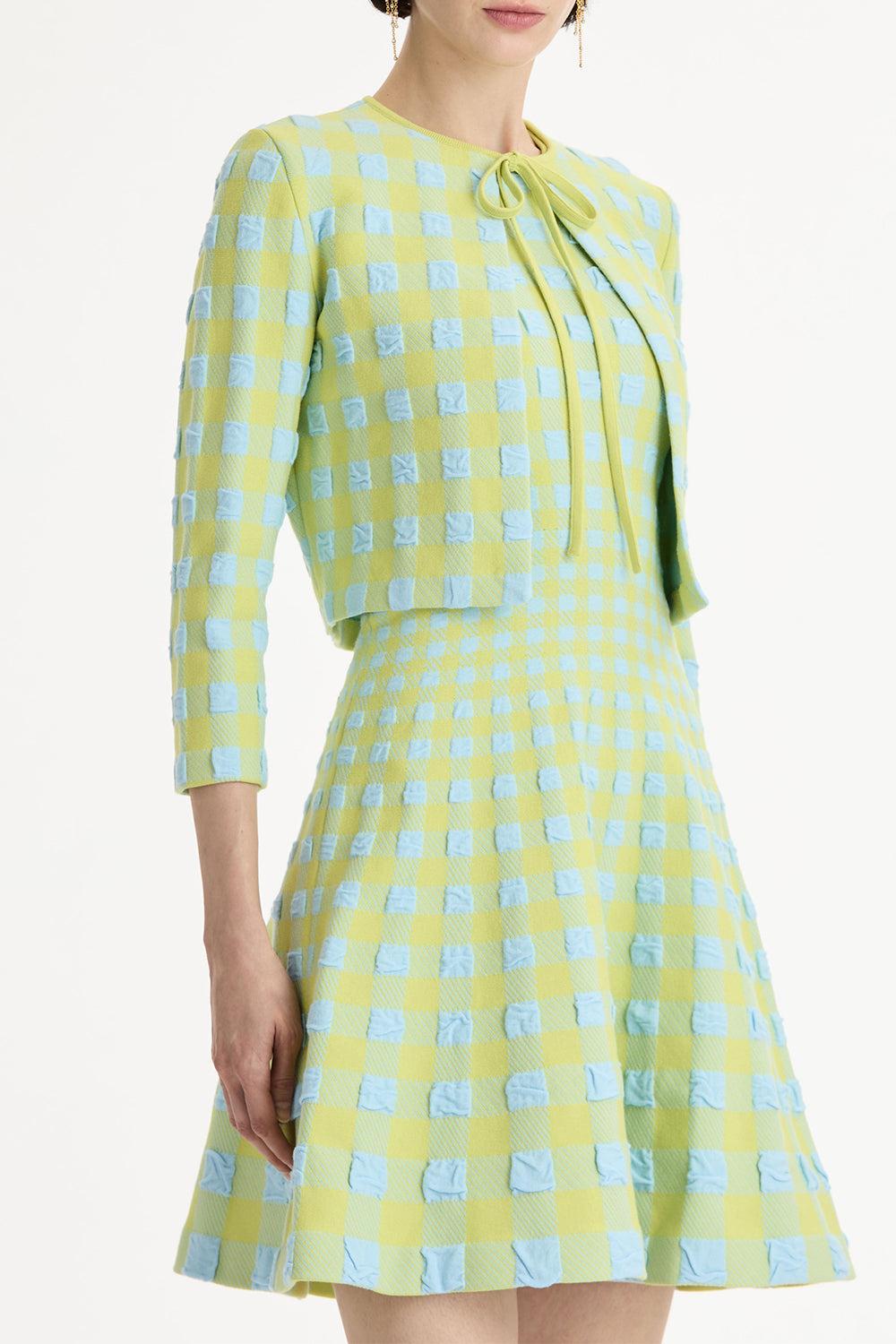 Gingham Cardigan-GREEN-XS-CLOTHINGTOPCARDIGAN-OSCAR DE LA RENTA