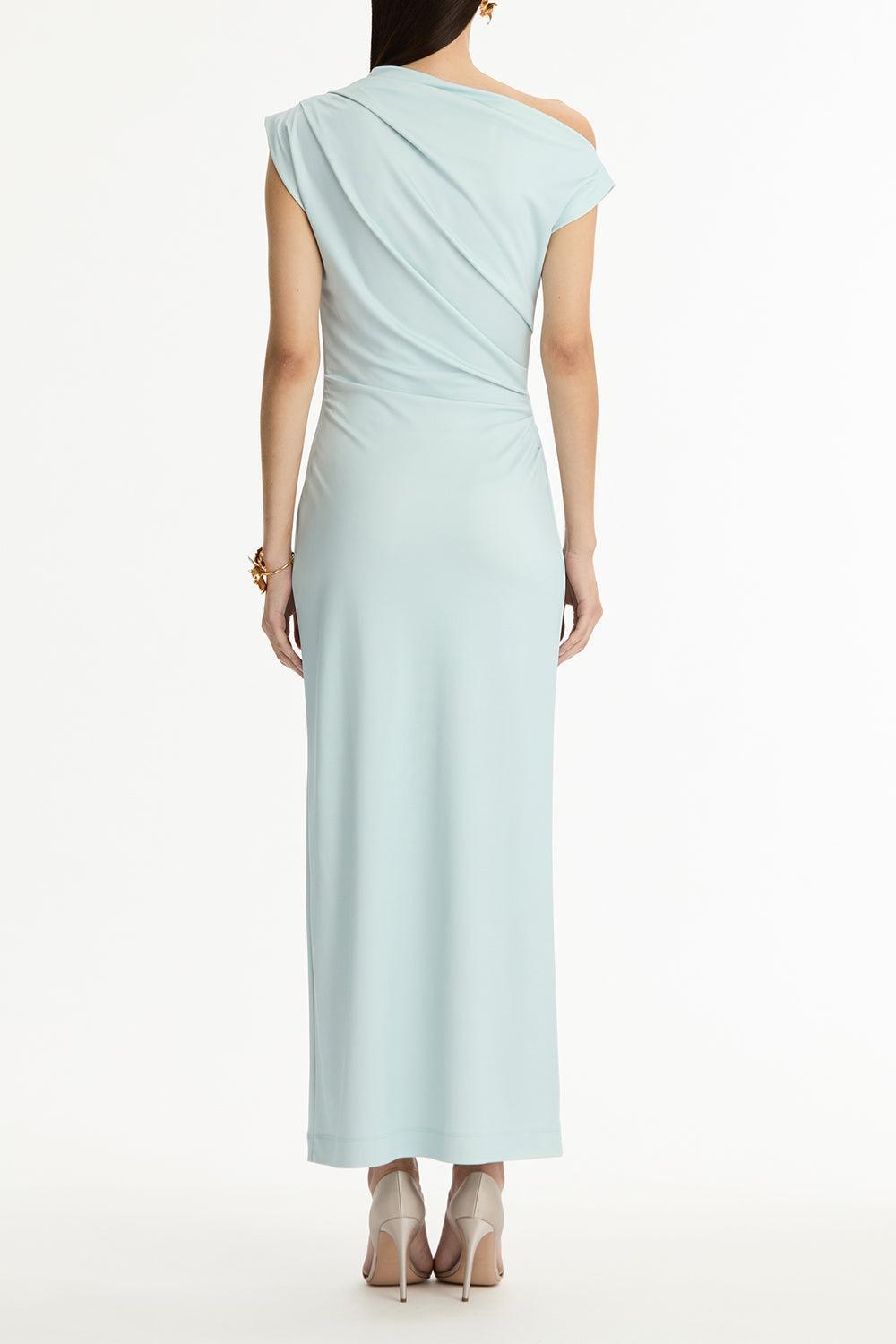 Cyclamen Drape Detail Dress-FLORAL-2-CLOTHINGDRESSCASUAL-OSCAR DE LA RENTA