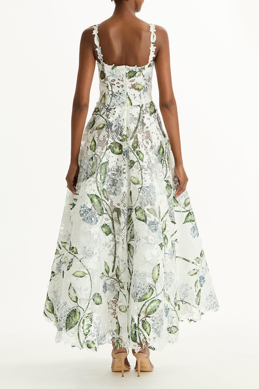 Sleeveless Porcelain Flowers Cocktail Dress-FLORAL-6-CLOTHINGDRESSCOCKTAIL-OSCAR DE LA RENTA