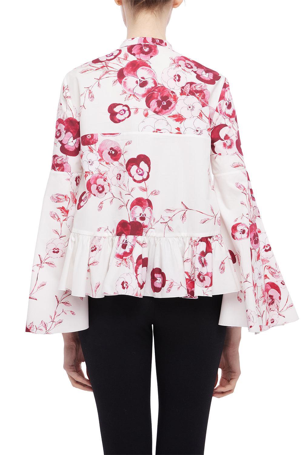 Long Sleeve Pansies Blouse-IVORMULT-38-CLOTHINGTOPBLOUSE-GIAMBATTISTA VALLI