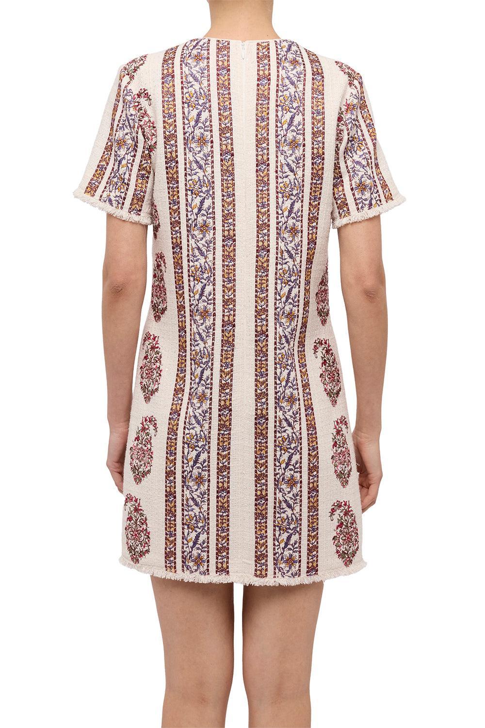 Short Sleeve Paisley Mini Dress-IVORMULT-38-CLOTHINGDRESSCASUAL-GIAMBATTISTA VALLI