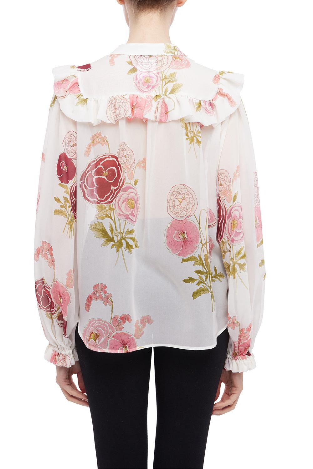 Long Sleeve Floral Blouse-IVORMULT-38-CLOTHINGTOPBLOUSE-GIAMBATTISTA VALLI