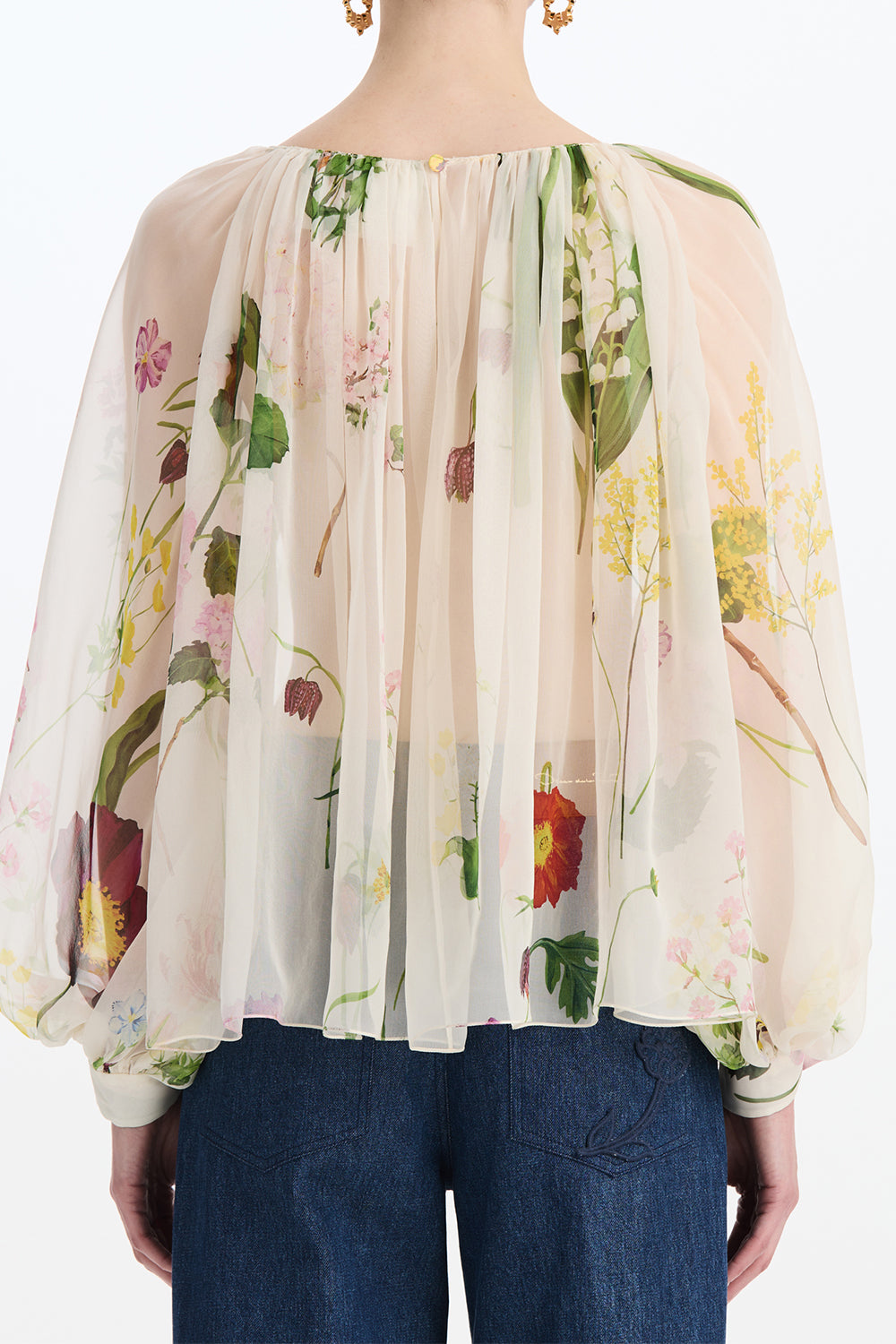 Mixed Botanical Long Sleeve Blouse