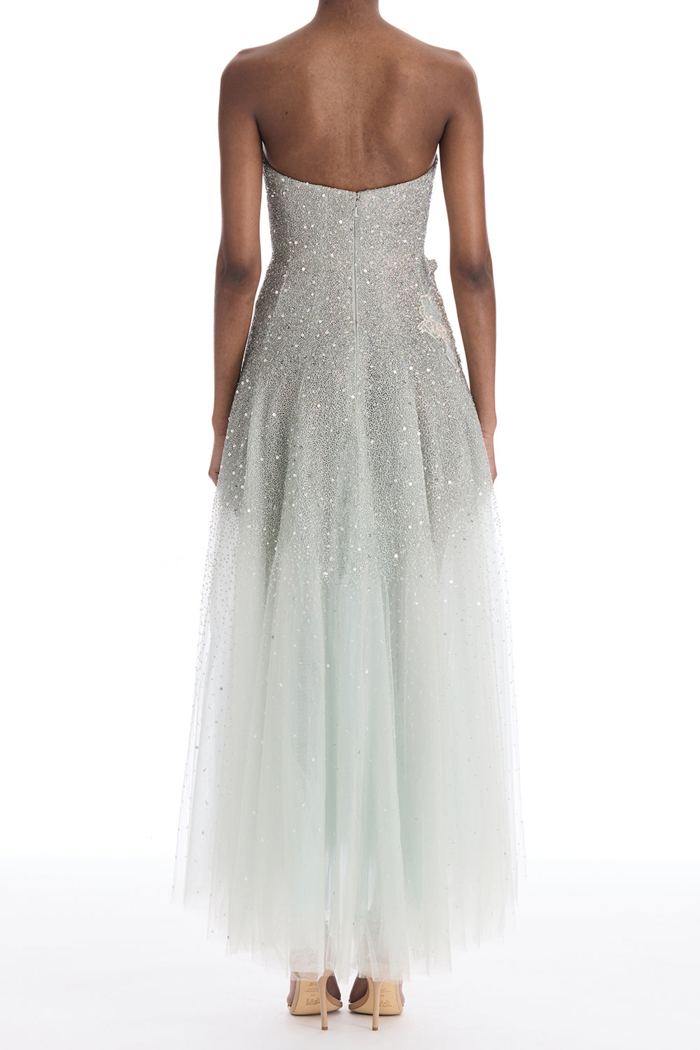 Strapless Mixed All Over Beaded Cocktail Dress