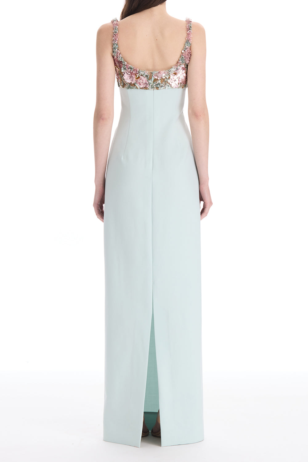 Sleeveless Beaded Iris Embroidered Gown