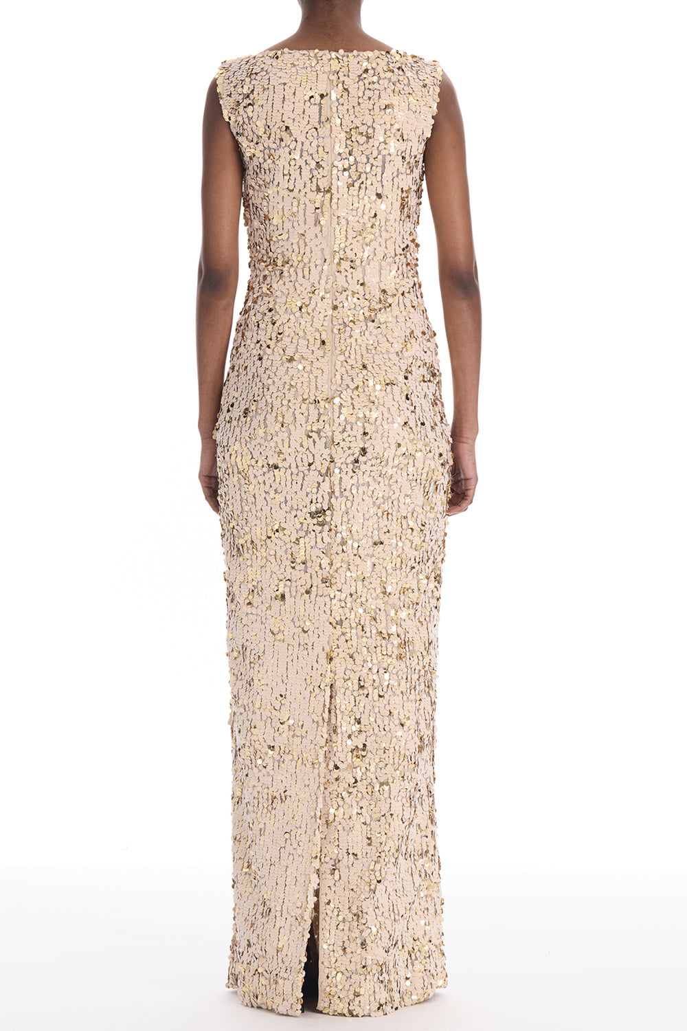 Sleeveless Velvet Paillettes Chiffon Gown