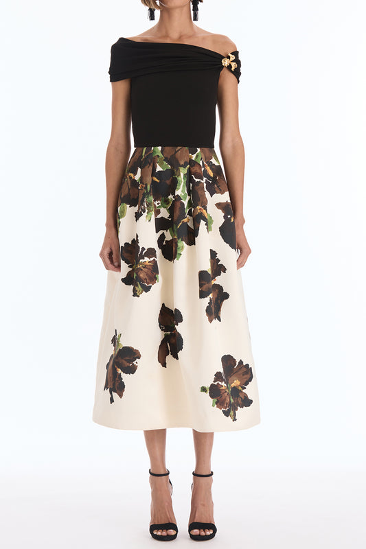 Off Shoulder Watercolor Iris Dress