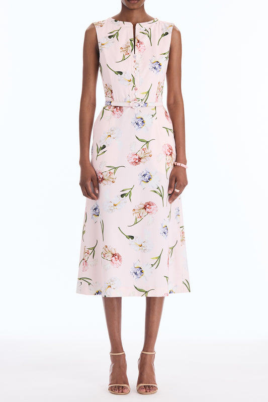 Sleeveless Painted Iris Poplin Day Dress