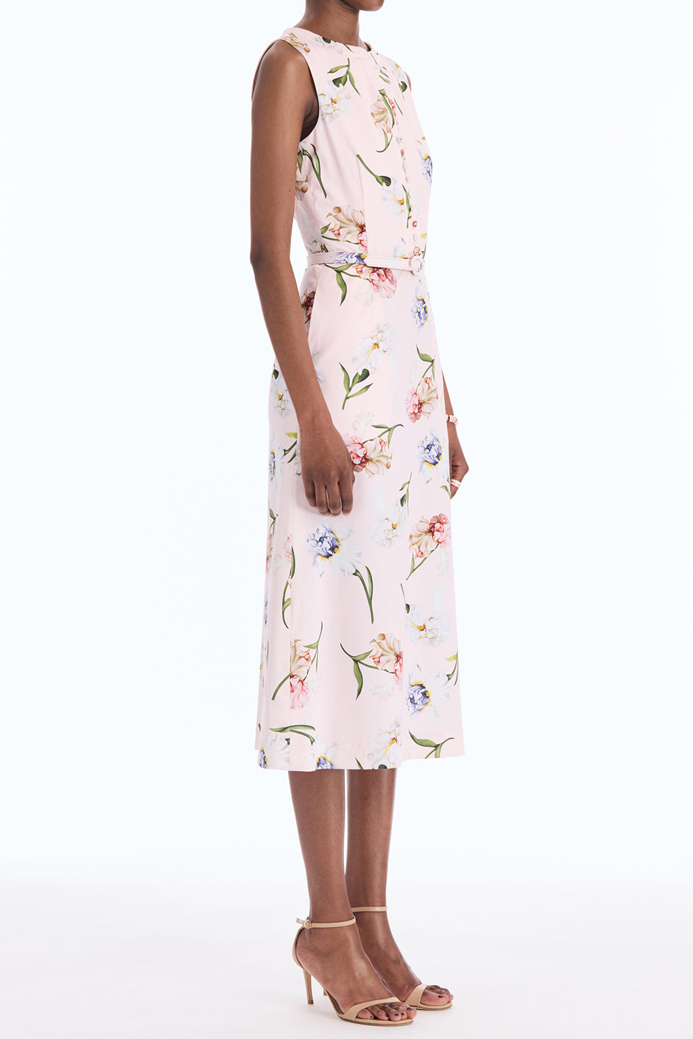 Sleeveless Painted Iris Poplin Day Dress