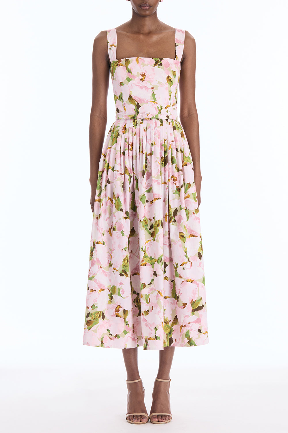 Sleeveless Watercolor Iris Poplin Day Dress