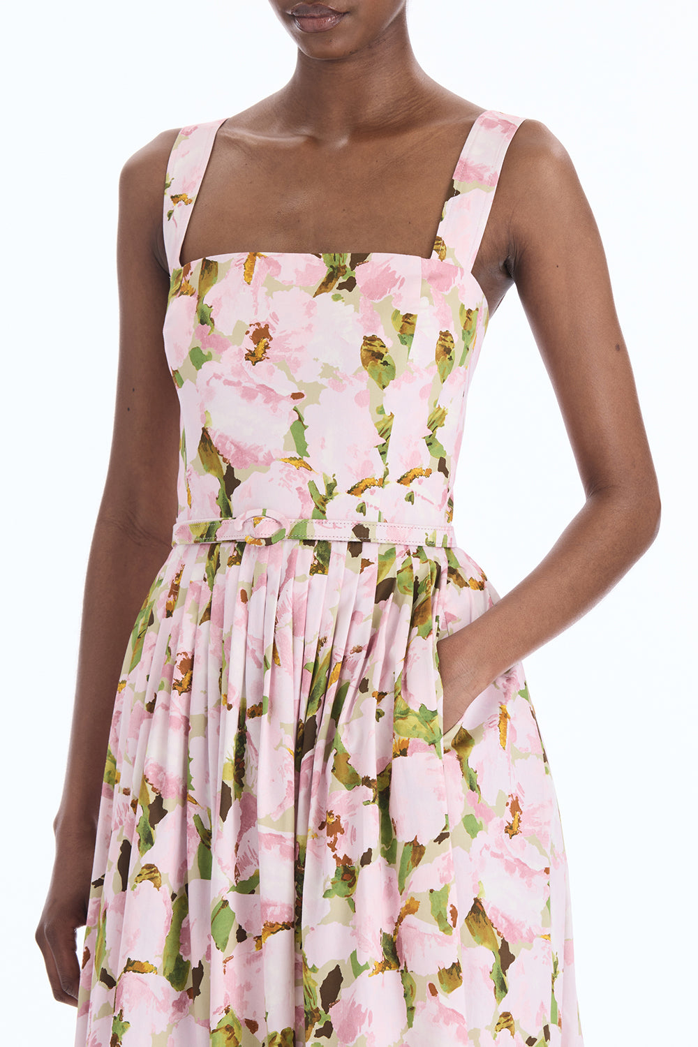 Sleeveless Watercolor Iris Poplin Day Dress