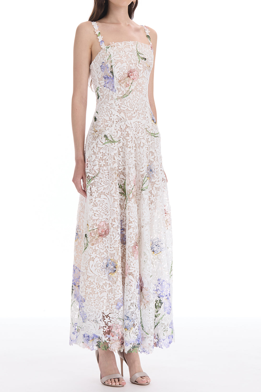 Sleeveless Iris Degradé Printed Lace Day Dress
