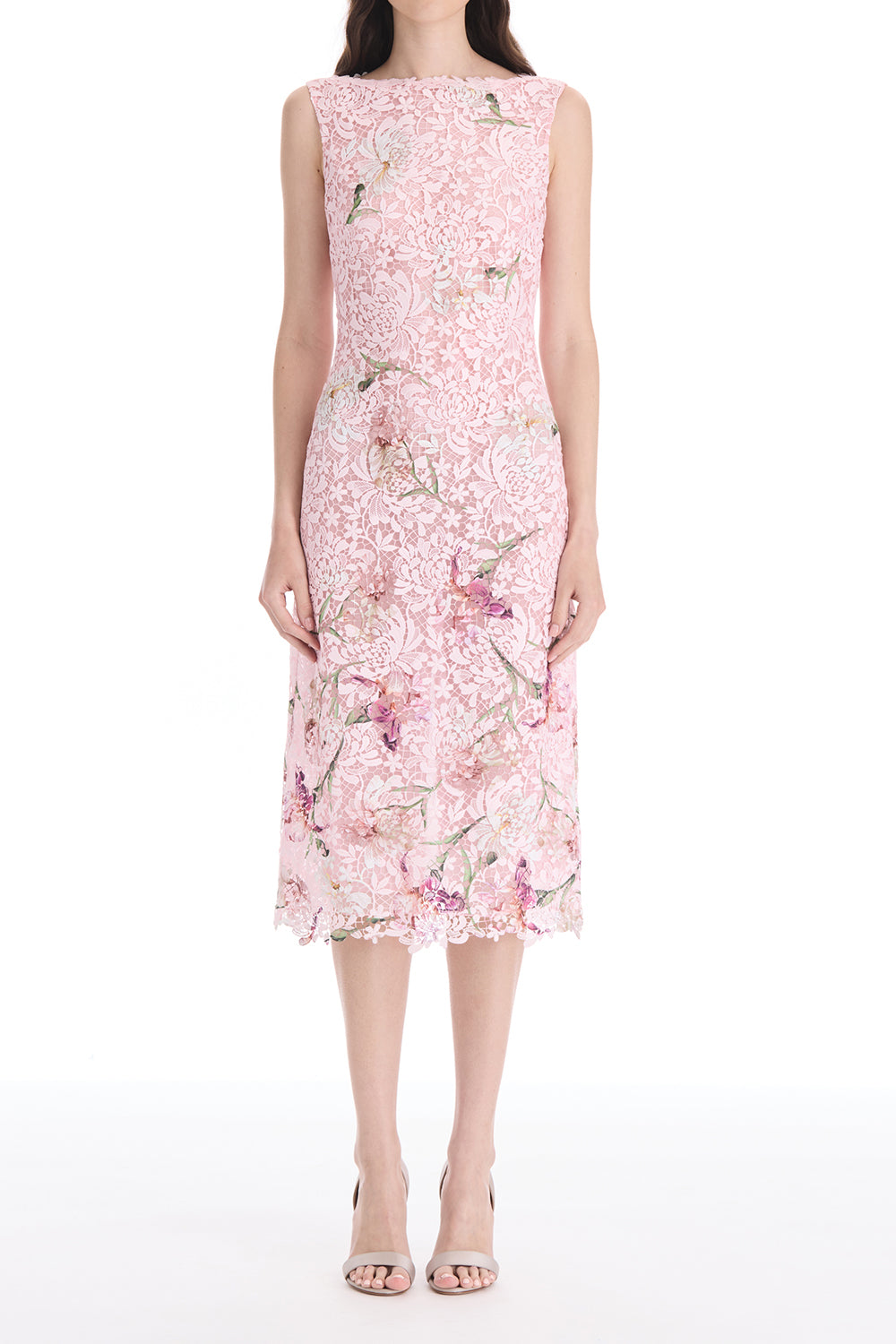 Cape Sleeve Painted Iris Lace Day Dress
