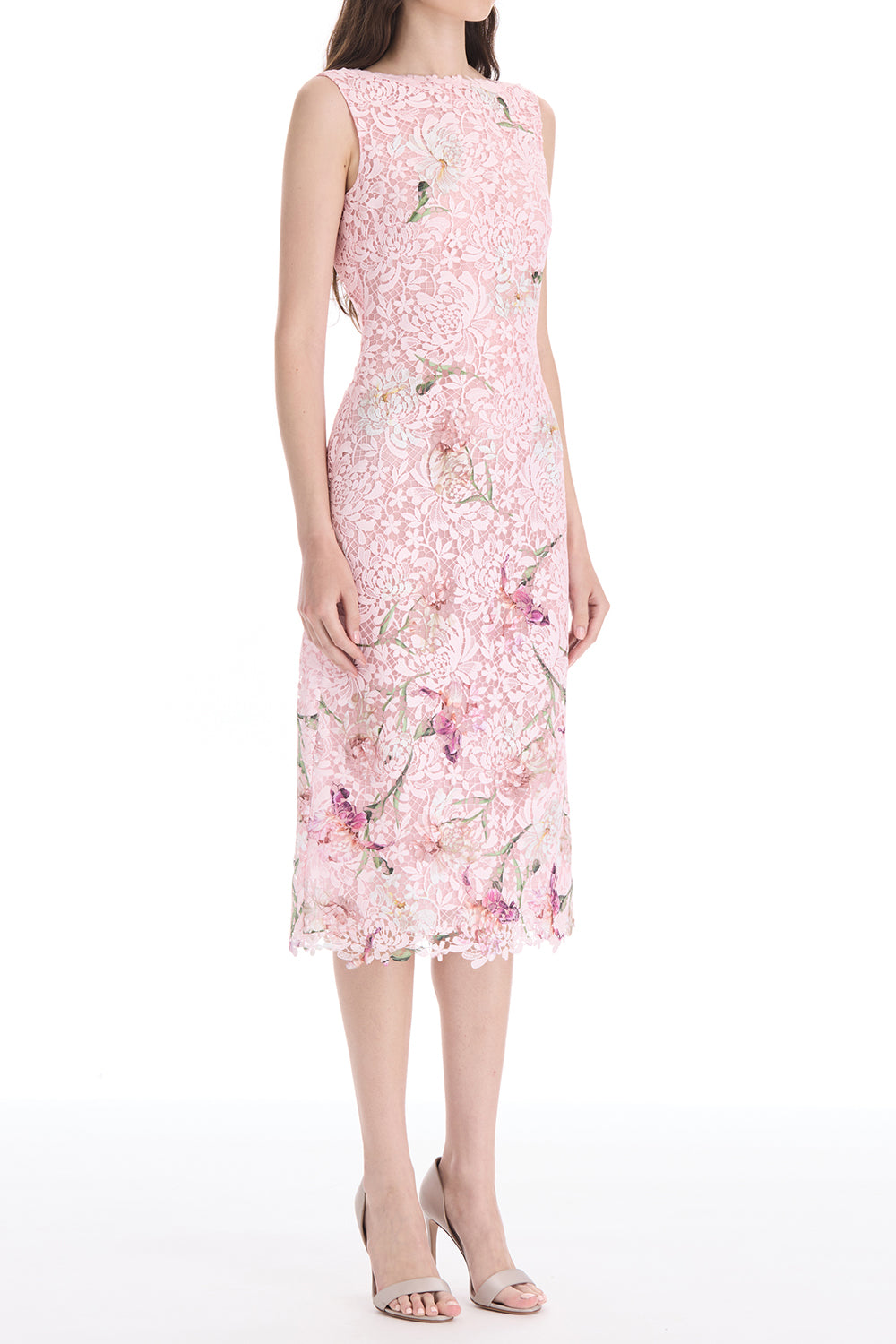Cape Sleeve Painted Iris Lace Day Dress