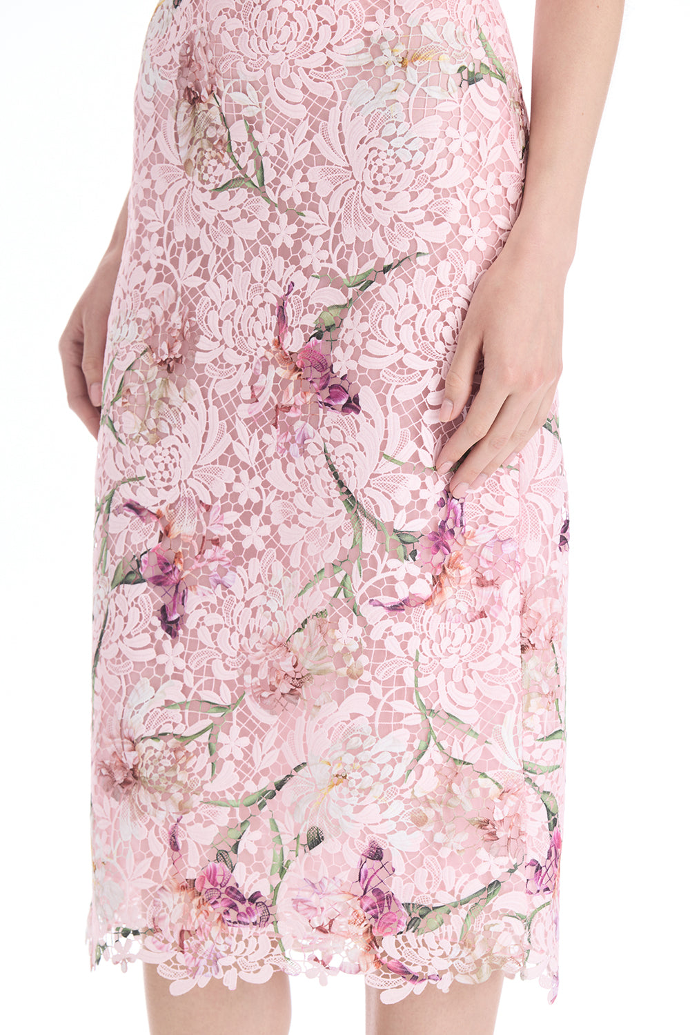 Cape Sleeve Painted Iris Lace Day Dress