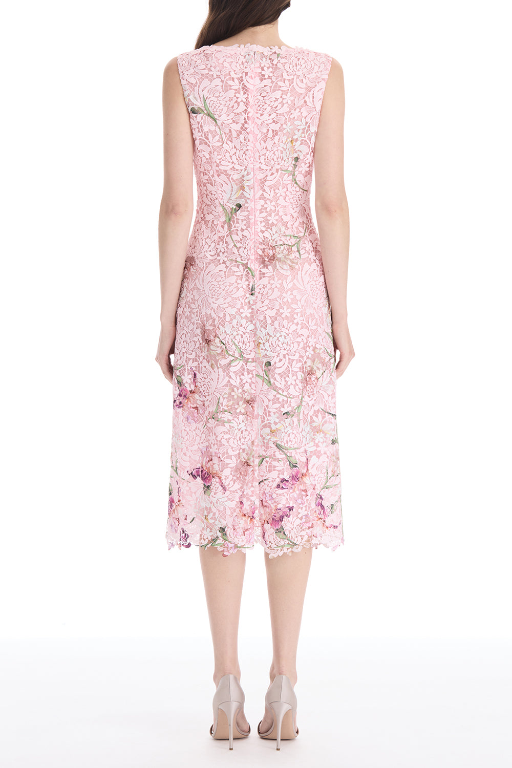 Cape Sleeve Painted Iris Lace Day Dress