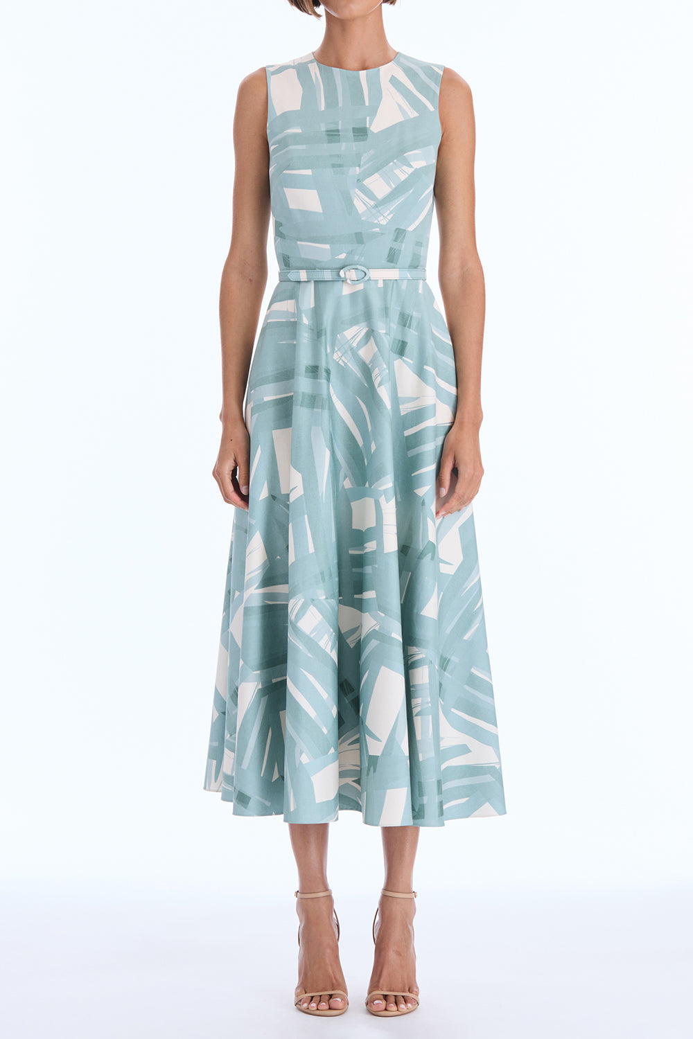 Sleeveless Striped Plaid Poplin Day Dress