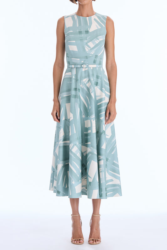 Sleeveless Striped Plaid Poplin Day Dress
