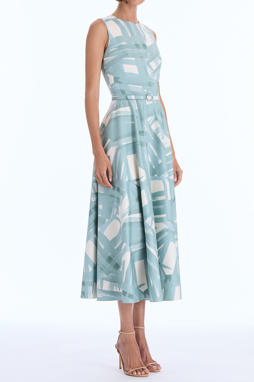 Sleeveless Striped Plaid Poplin Day Dress