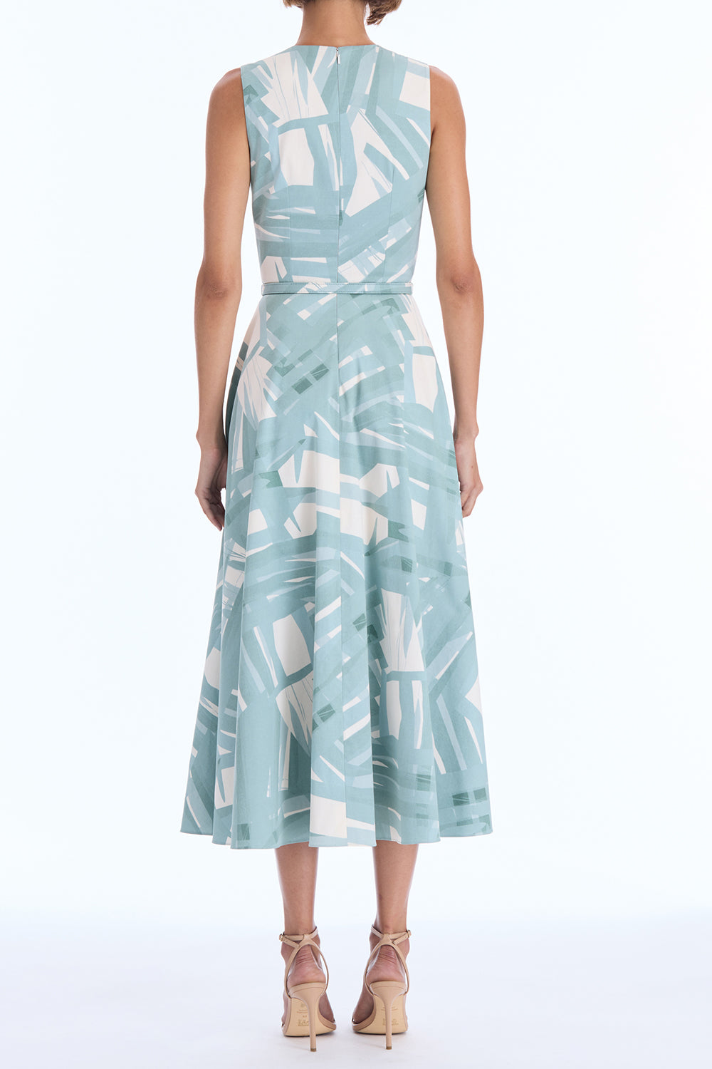 Sleeveless Striped Plaid Poplin Day Dress