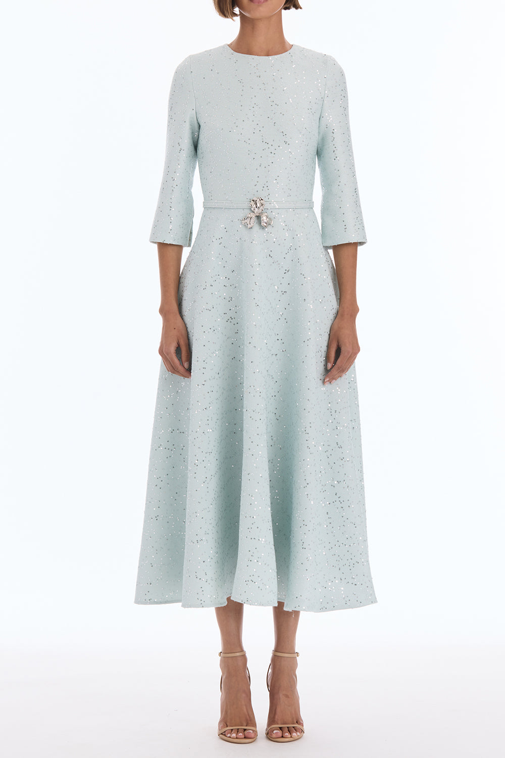 Midi Sleeve Sequin Tweed Day Dress