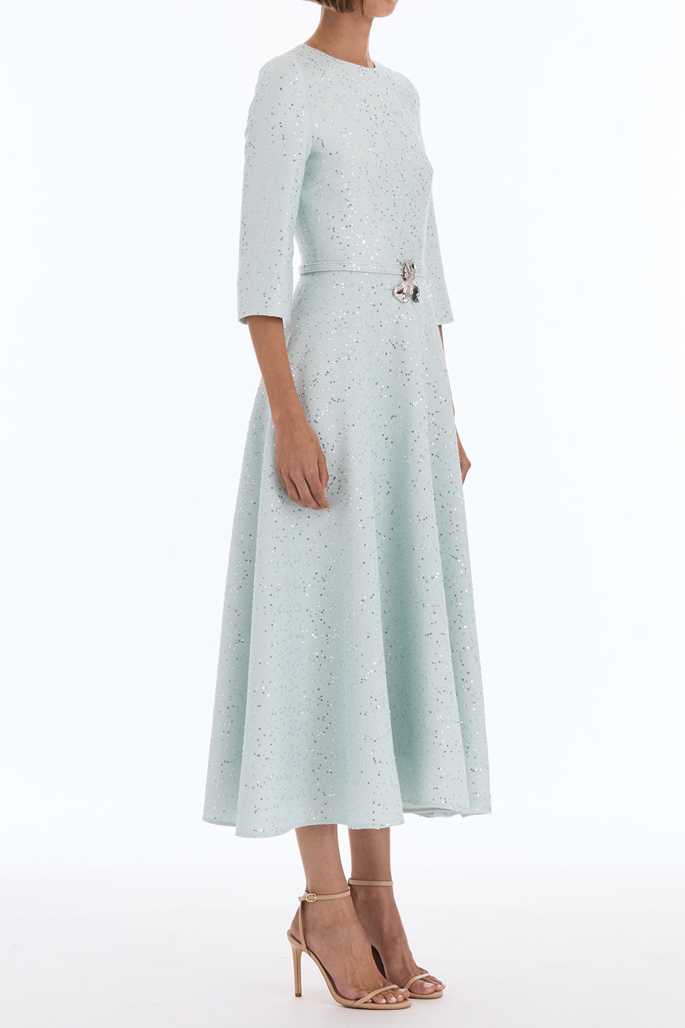 Midi Sleeve Sequin Tweed Day Dress