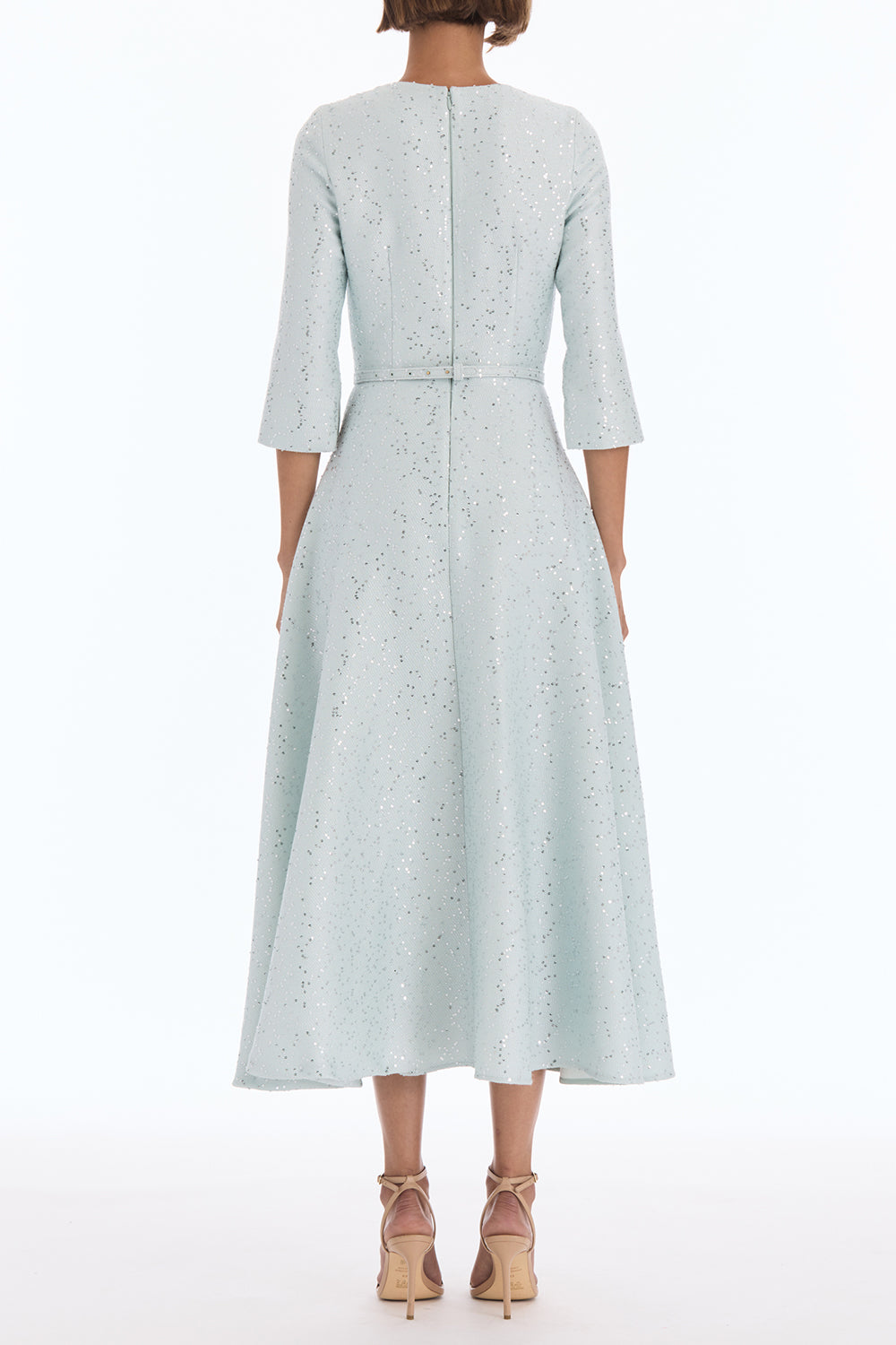 Midi Sleeve Sequin Tweed Day Dress