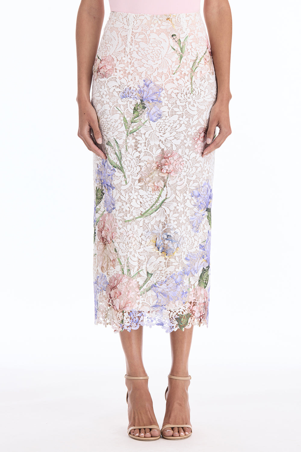Iris Printed Lace Pencil Skirt-WHITE-4-CLOTHINGSKIRTMIDI-OSCAR DE LA RENTA