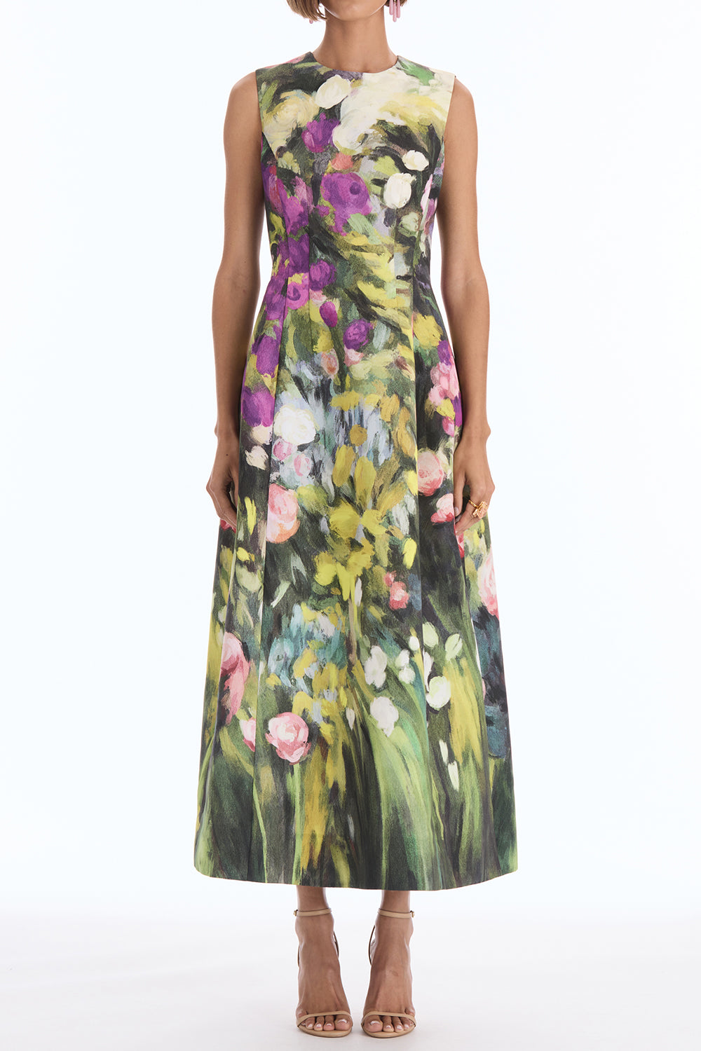 Sleeveless Abstract Garden Cocktail Dress