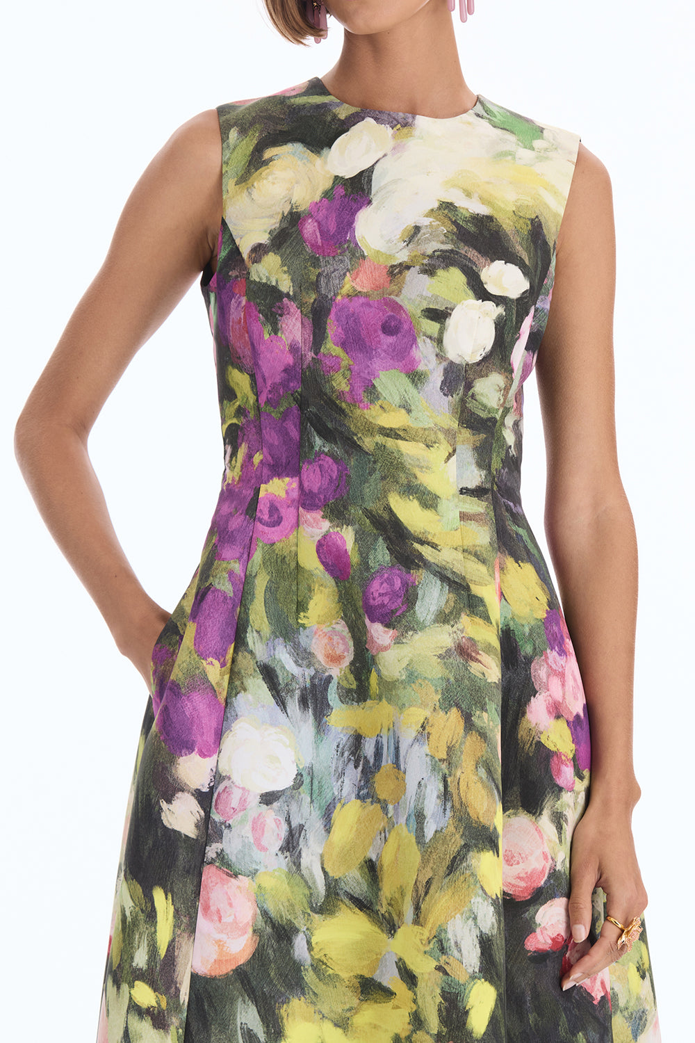 Sleeveless Abstract Garden Cocktail Dress