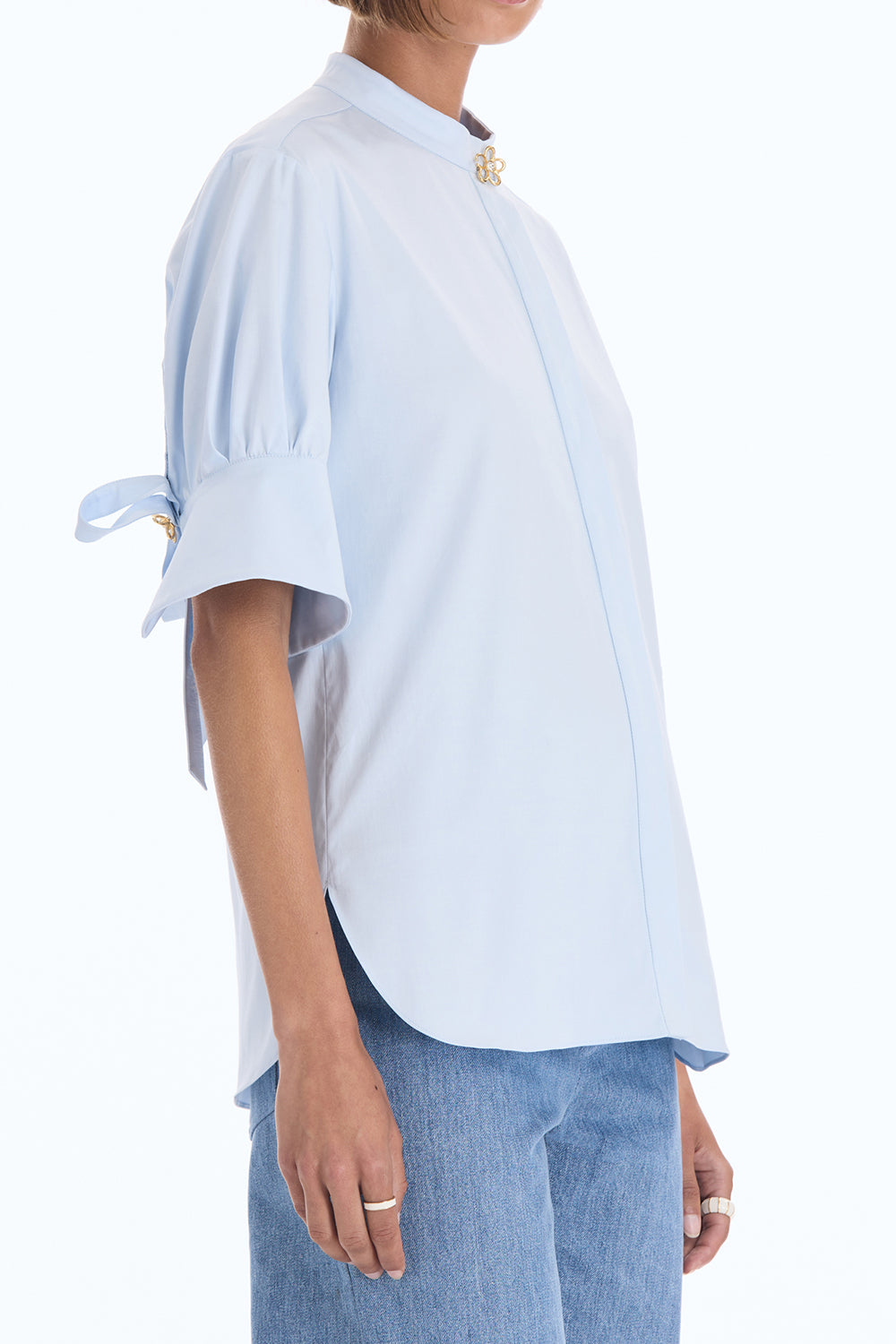 Short Sleeve Poplin Sateen Blouse