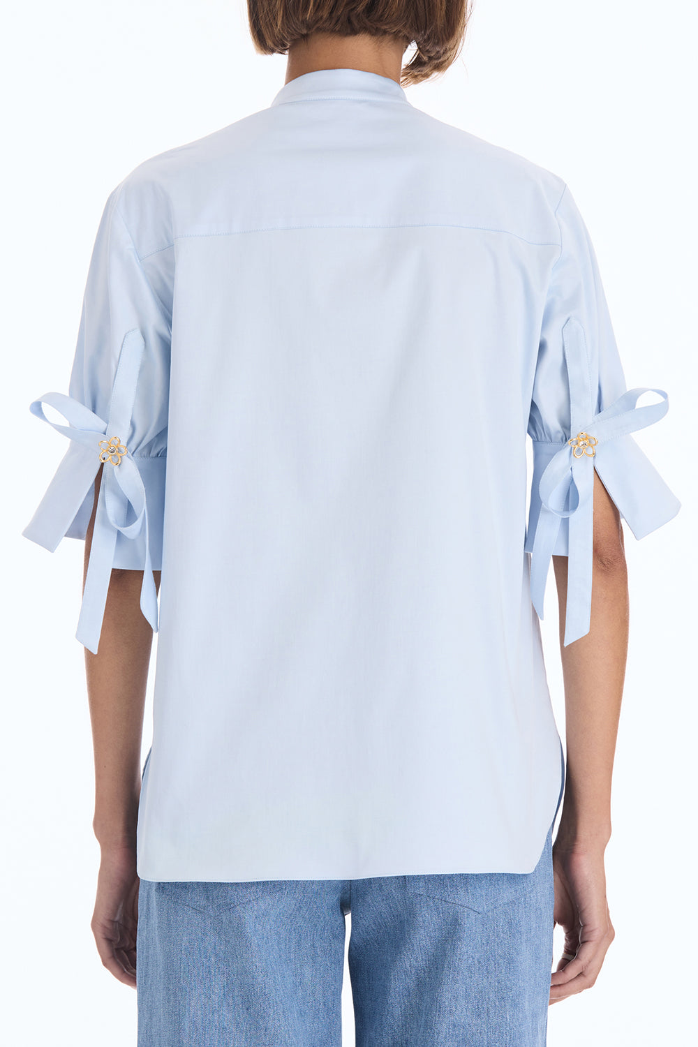 Short Sleeve Poplin Sateen Blouse