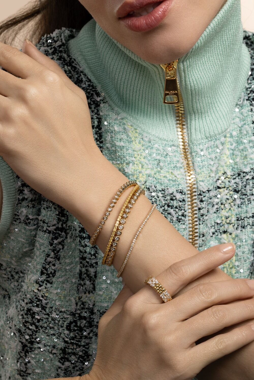 Diamond Extensible Stretch Tennis Bracelet - Yellow Gold-YELLOW GOLD-JEWELRYFINE JEWELBRACELET O-ROBERTO DEMEGLIO